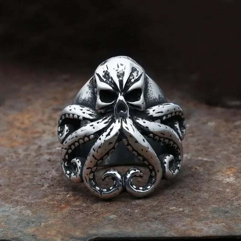 Kraken Octopus Skull Ring