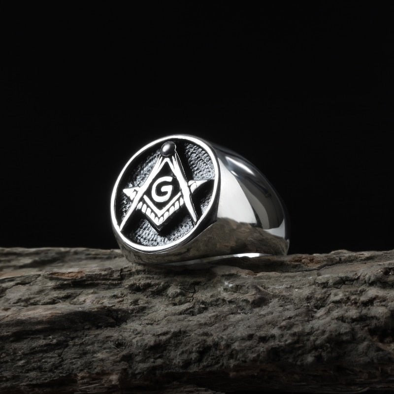 AG Masonic Signet Ring - Chrome Cult