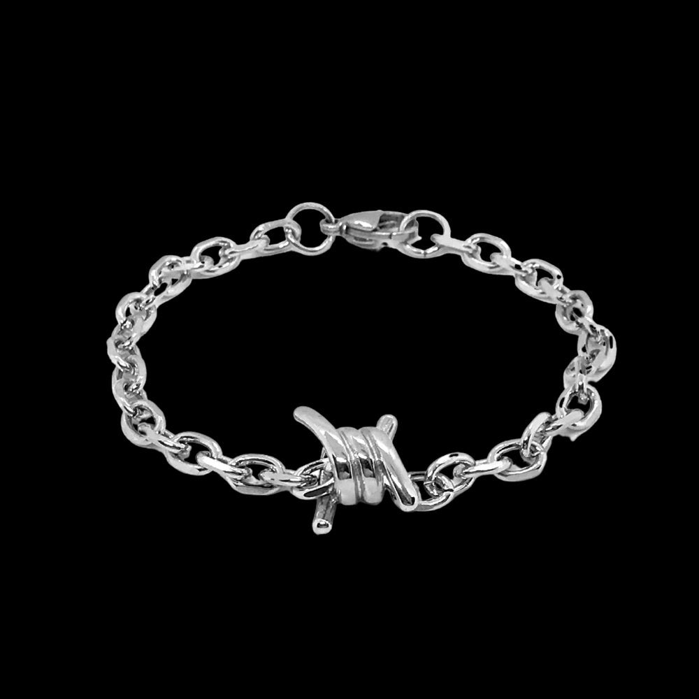 Barbed Wire Cable Bracelet - Chrome Cult