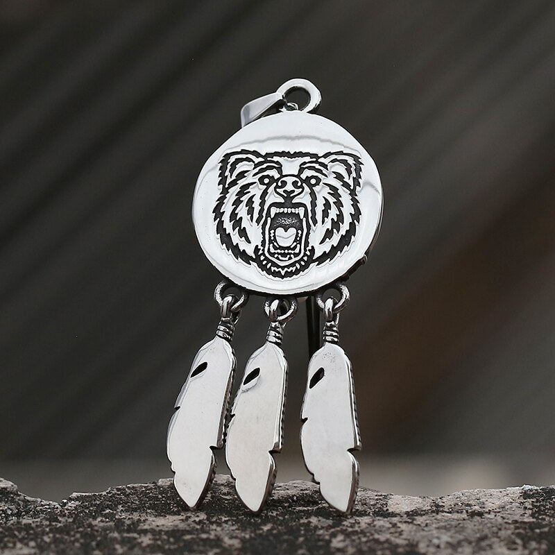 Bear Dreamcatcher Pendant - Chrome Cult