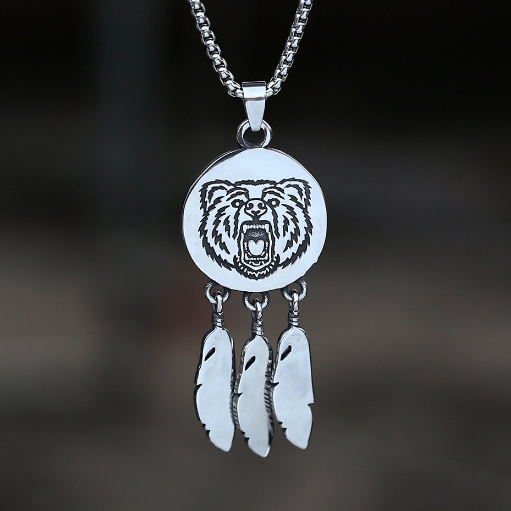 Bear Dreamcatcher Pendant - Chrome Cult
