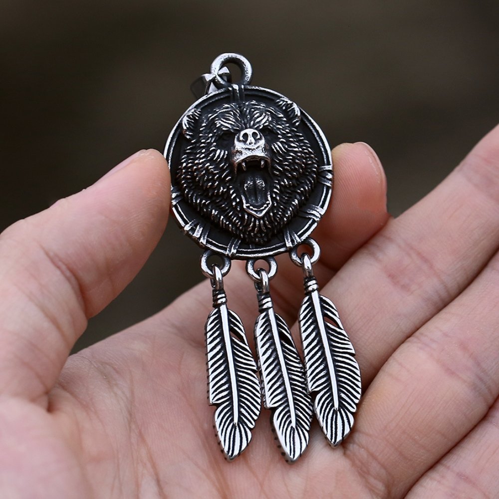 Bear Dreamcatcher Pendant - Chrome Cult