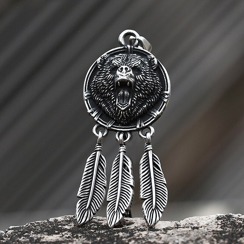 Bear Dreamcatcher Pendant - Chrome Cult