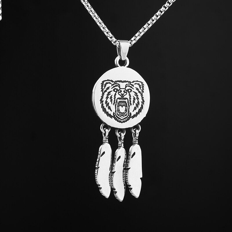 Bear Dreamcatcher Pendant - Chrome Cult