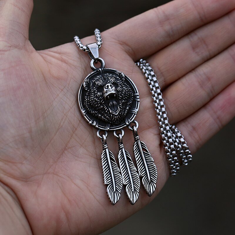 Bear Dreamcatcher Pendant - Chrome Cult