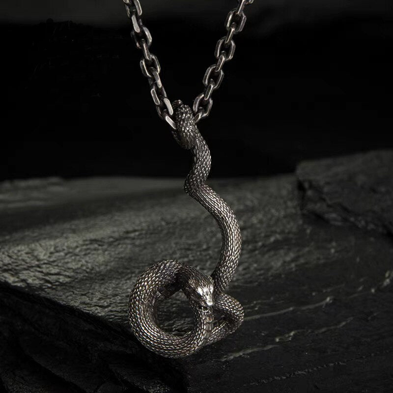 Coiled Snake Pendant - Chrome Cult
