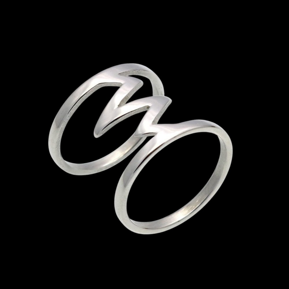 Dual Lightning Ring - Chrome Cult