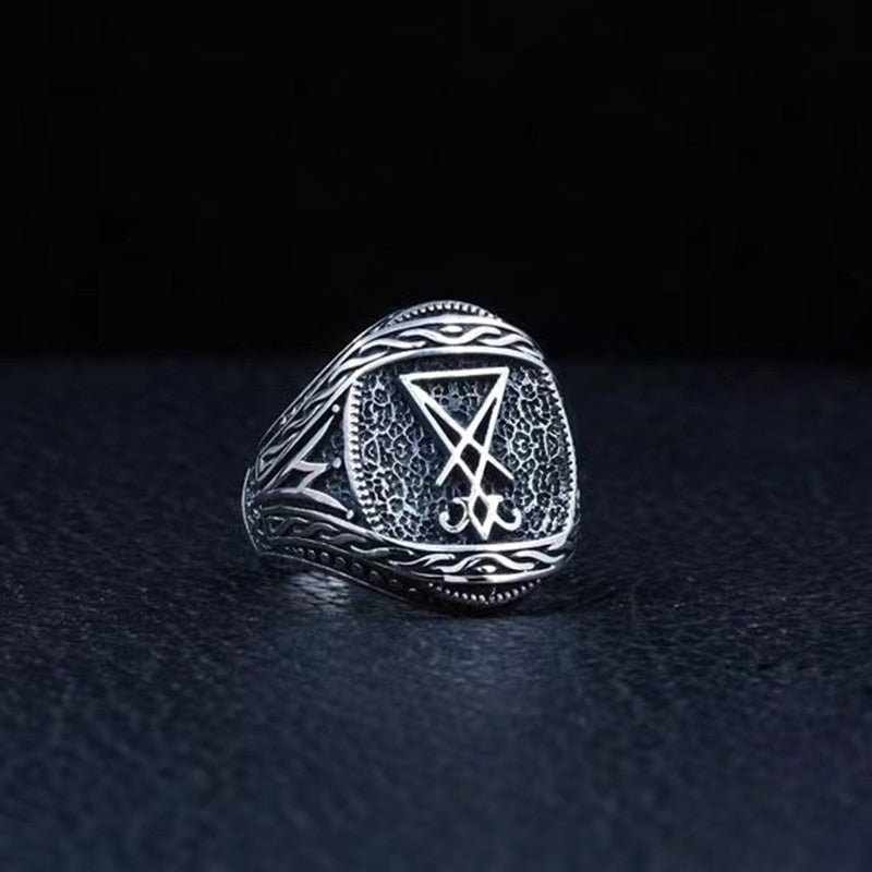 Enchanted Lucifer Seal of Satan Signet Ring - Chrome Cult