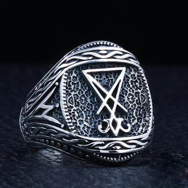 Enchanted Lucifer Seal of Satan Signet Ring - Chrome Cult