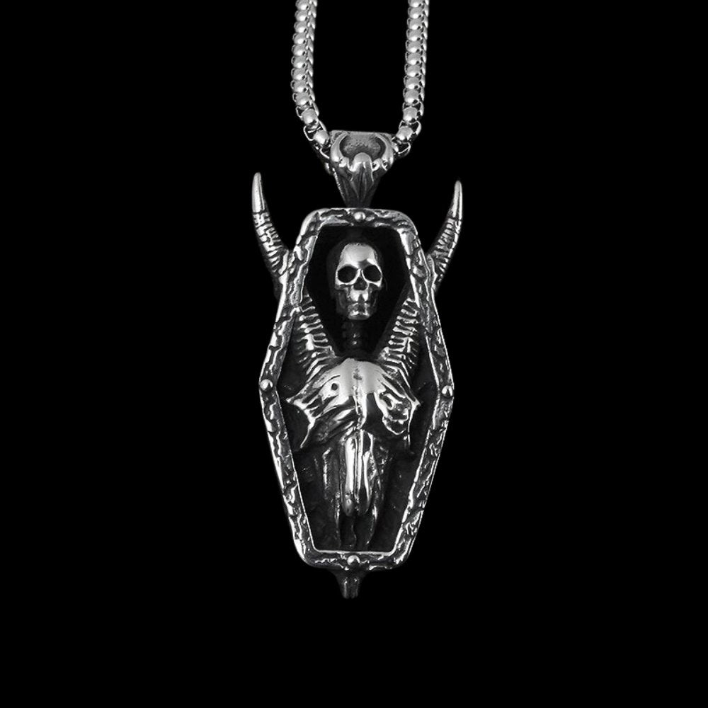Goat Skeleton Skull Pendant - Chrome Cult