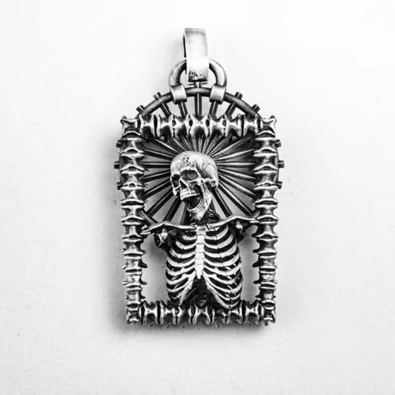 Holy Skeleton Skull Pendant - Chrome Cult