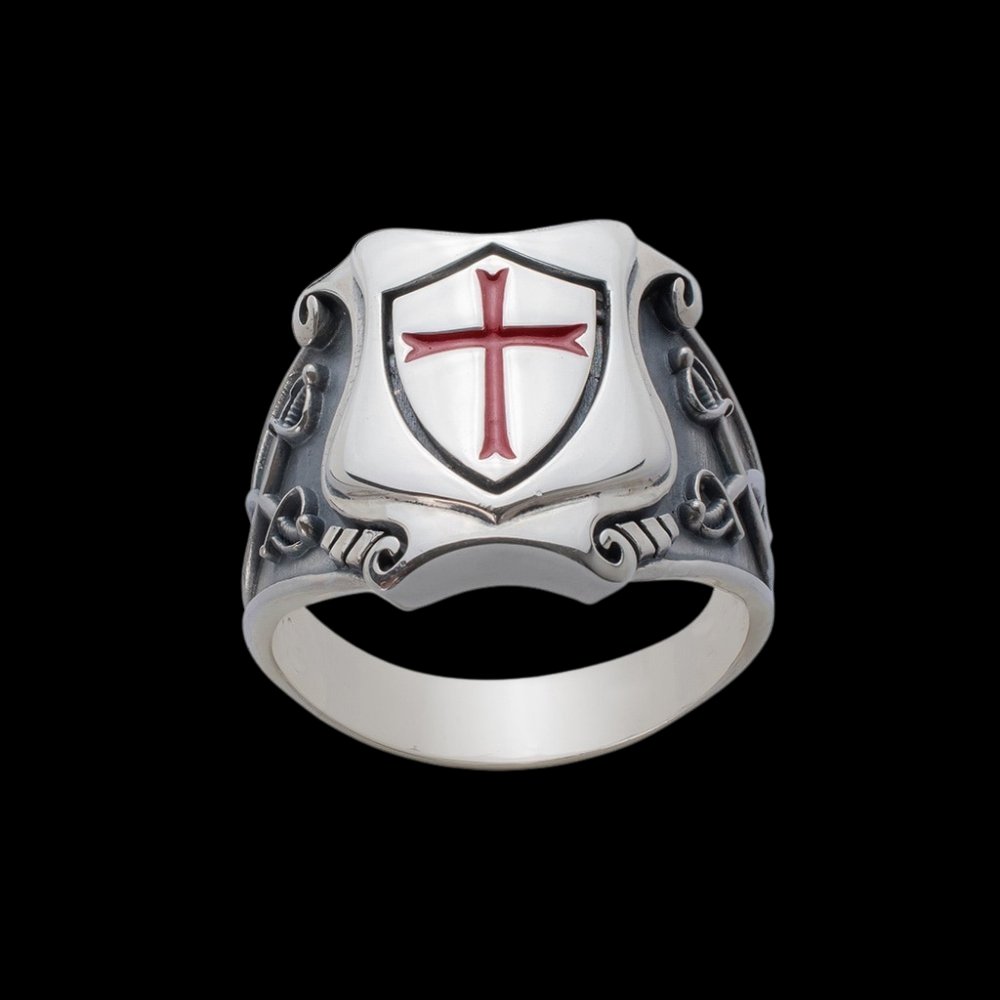 Knights Templar Red Cross Ring - Chrome Cult