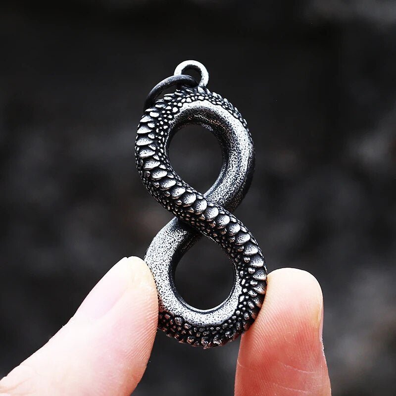 Lucky 8 Snake Pendant - Chrome Cult