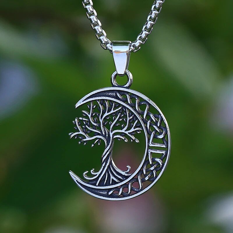 Moon Tree of Life Pendant - Chrome Cult