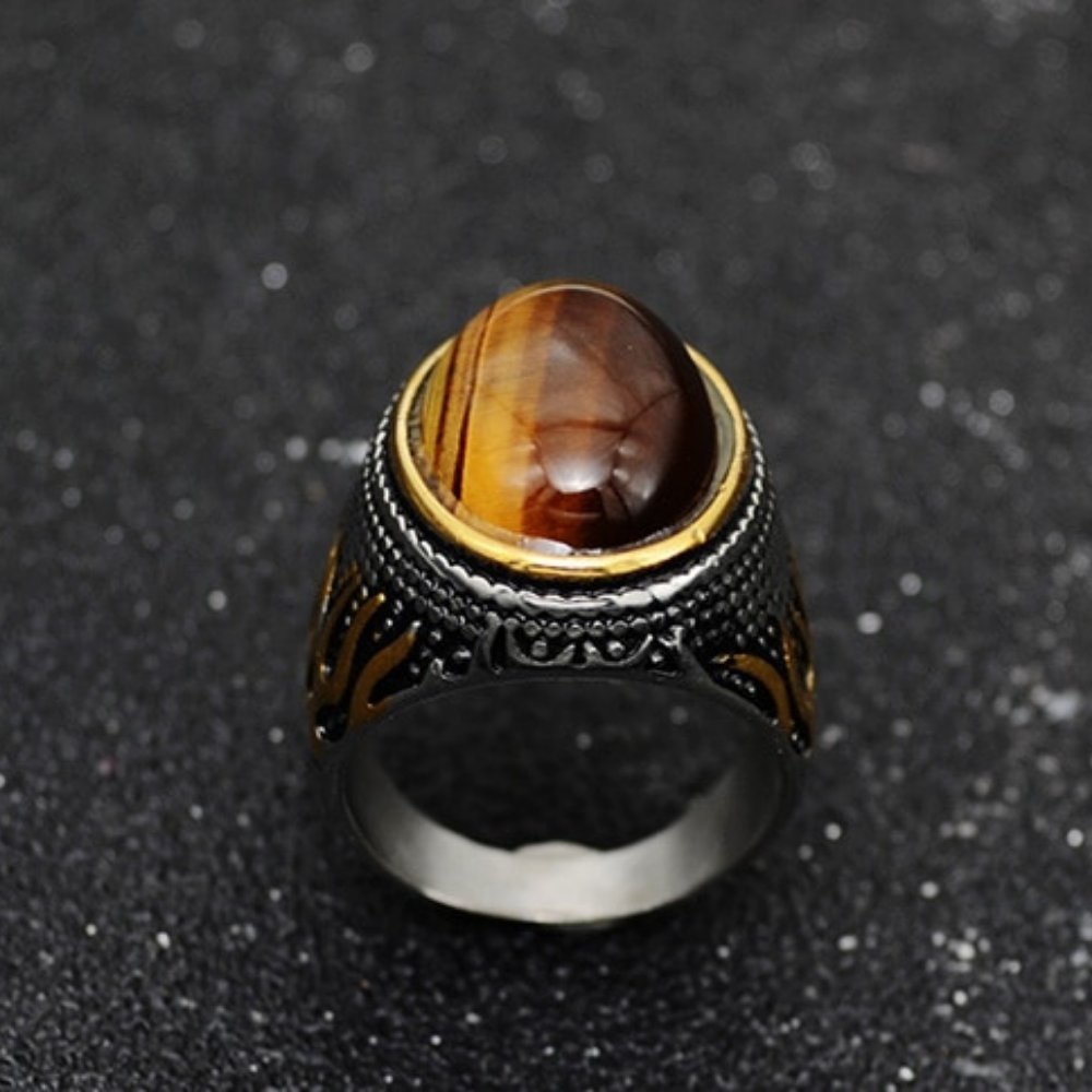 Natural Stone Flame Ring - Chrome Cult