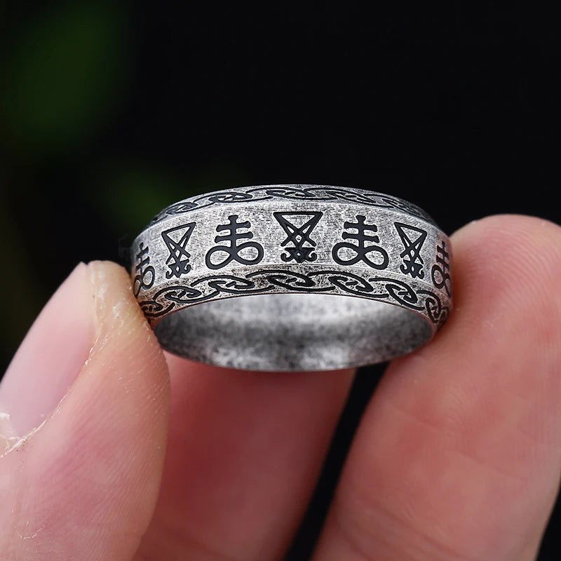 Seal of Satan Eternity Ring - Chrome Cult