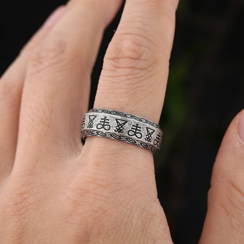 Seal of Satan Eternity Ring - Chrome Cult