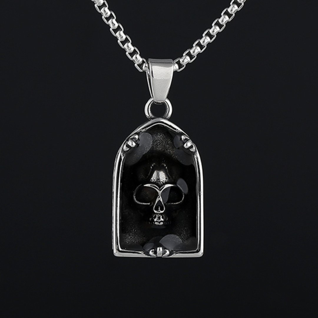 Skull Epoxy Tombstone Pendant - Chrome Cult