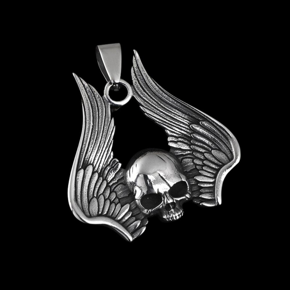 Skull Wings Pendant - Chrome Cult