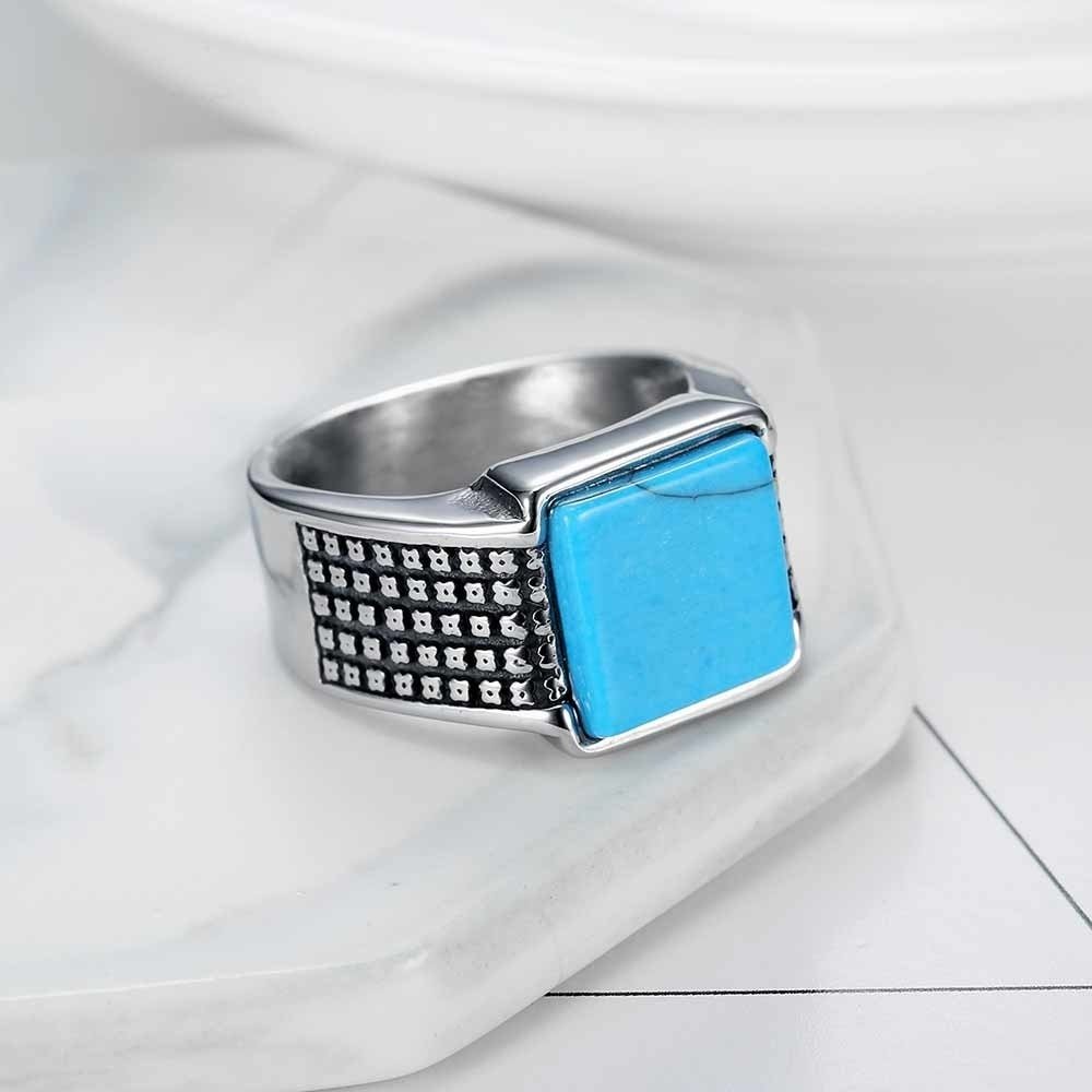 Square Turquoise Gem Ring - Chrome Cult