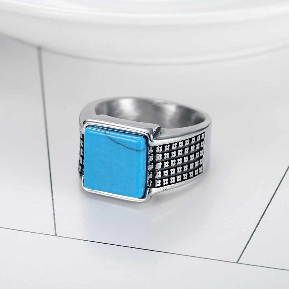 Square Turquoise Gem Ring - Chrome Cult