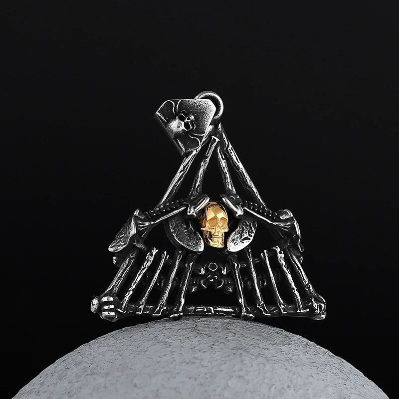 Teepee Of The Dead Skull Pendant - Chrome Cult