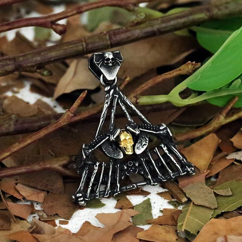 Teepee Of The Dead Skull Pendant - Chrome Cult