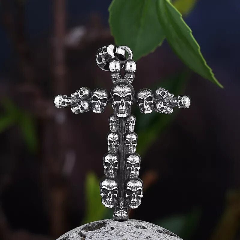 The Cross Of Misfortunate Souls Skull Pendant - Chrome Cult