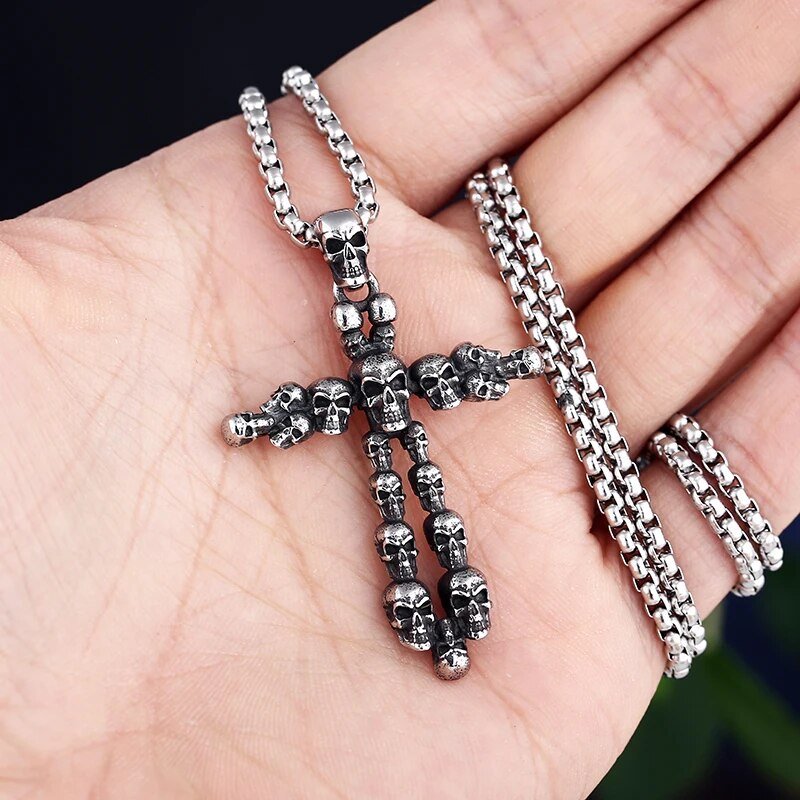 The Cross Of Misfortunate Souls Skull Pendant - Chrome Cult
