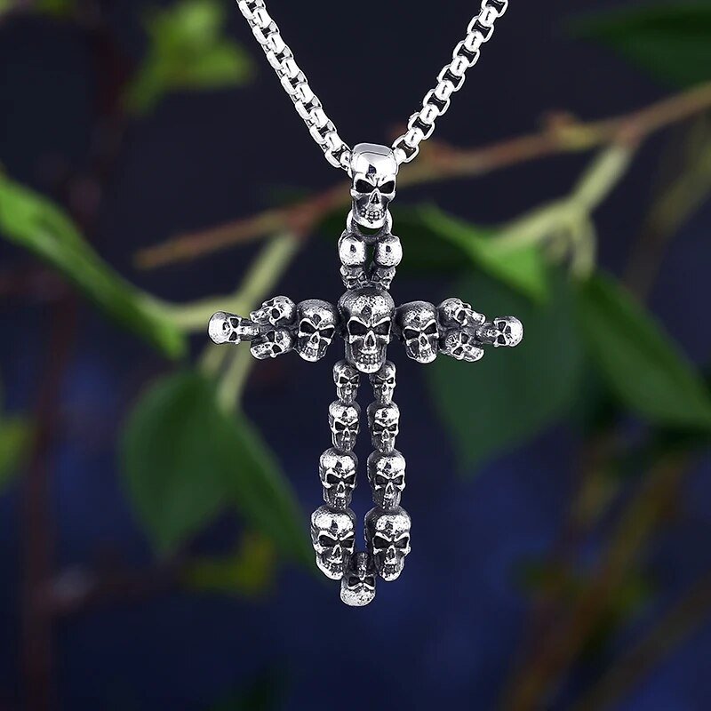 The Cross Of Misfortunate Souls Skull Pendant - Chrome Cult