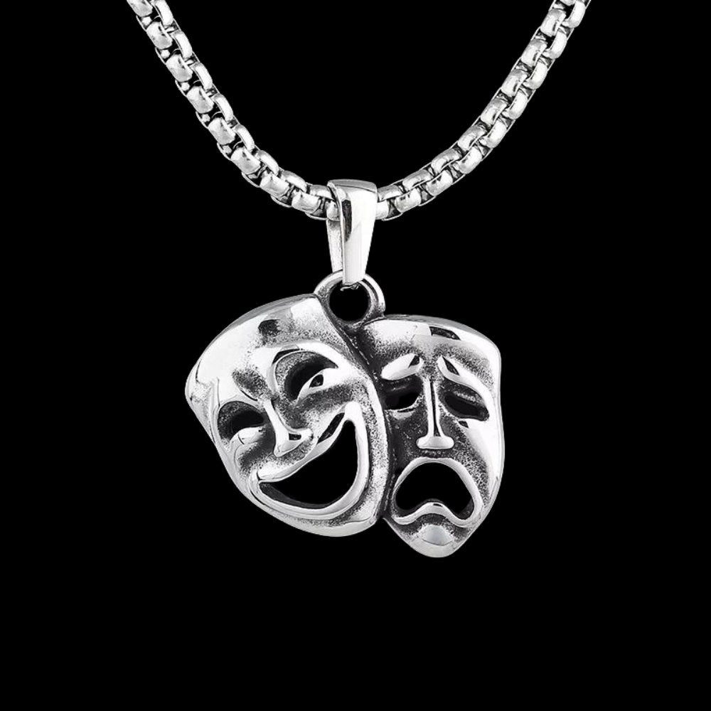 Two Face Mask Pendant | Stainless Steel Gothic Jewelry | Chrome Cult