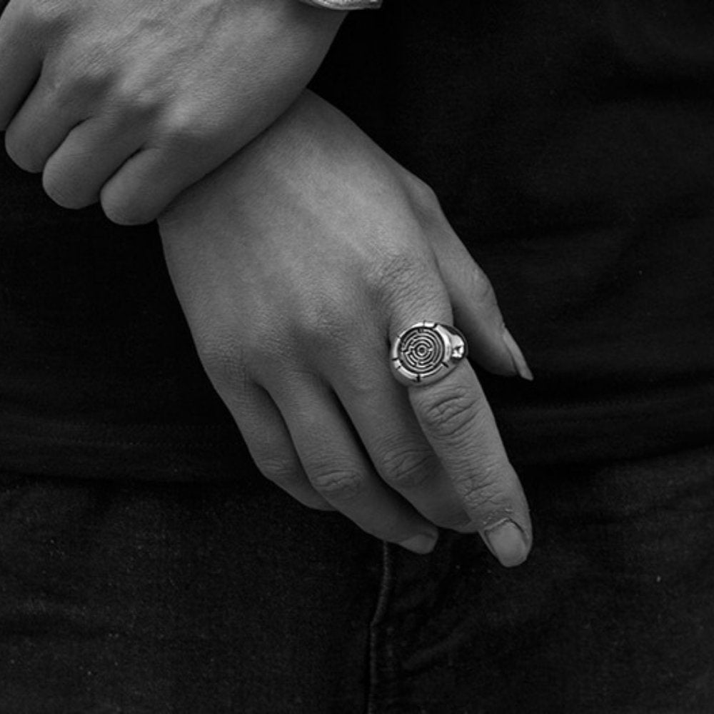 Two Tone Maze Ring - Chrome Cult