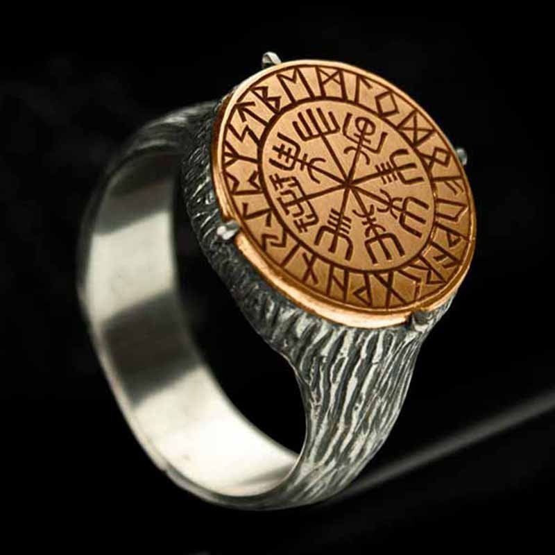 Vegvisir Compass Runes Ring - Chrome Cult