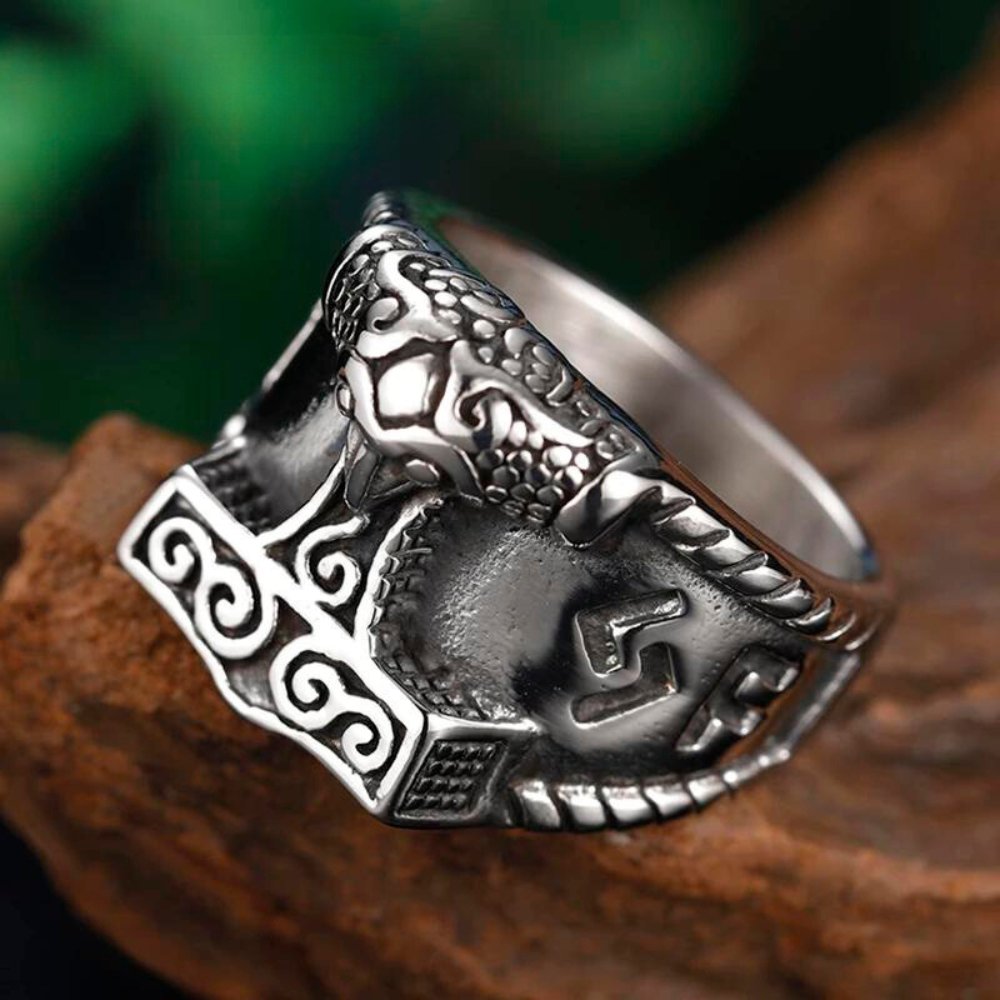 Viking Mjolnir Hammer Of Thor Ring - Chrome Cult