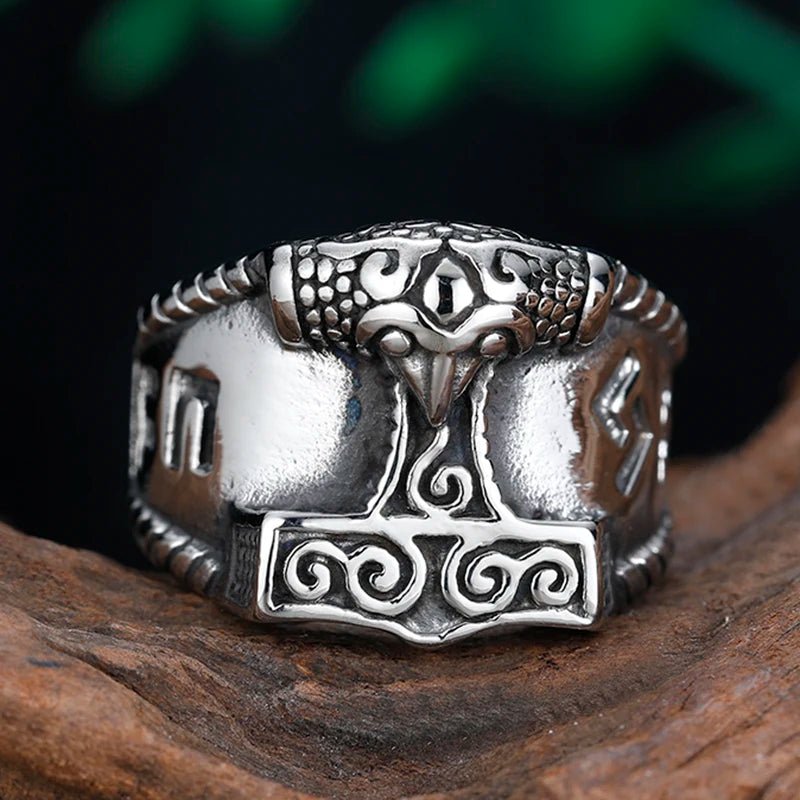 Viking Mjolnir Hammer Of Thor Ring - Chrome Cult