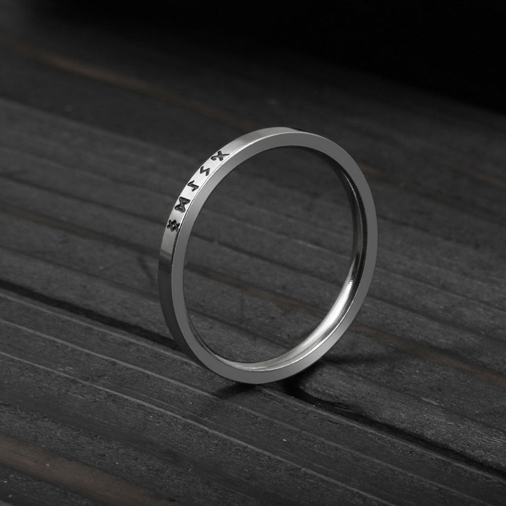 Viking Runes Simple Ring - Chrome Cult
