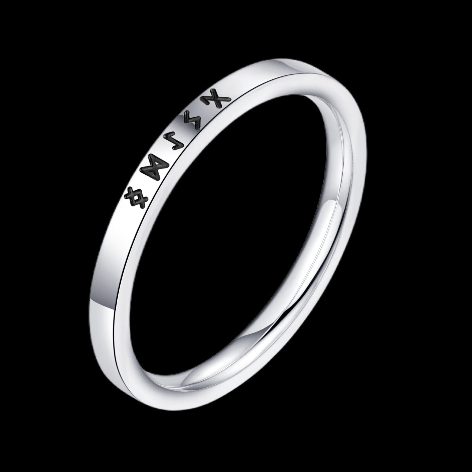 Viking Runes Simple Ring - Chrome Cult