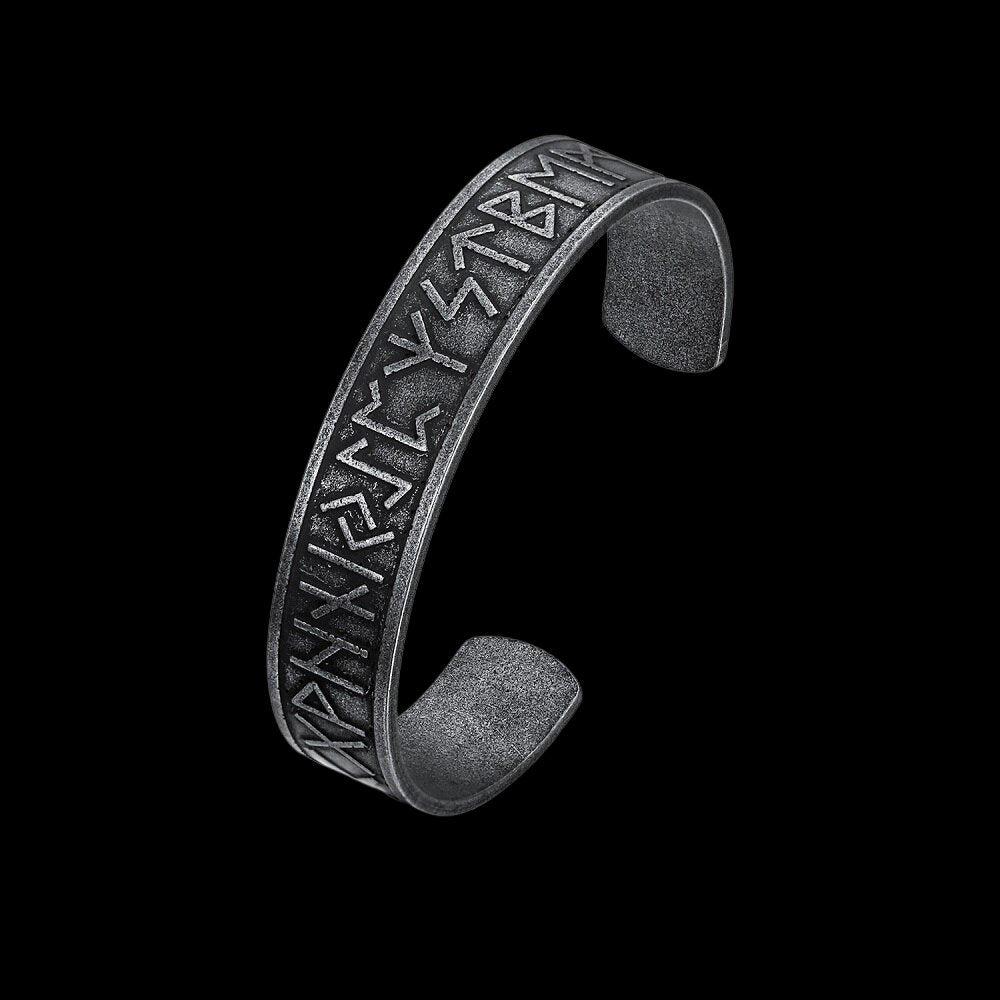 Vintage Viking Runes Cuff Bracelet - Chrome Cult