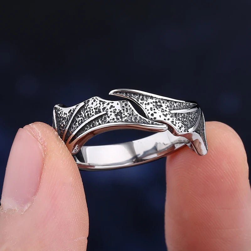 Wings Of Dracul Ring - Chrome Cult