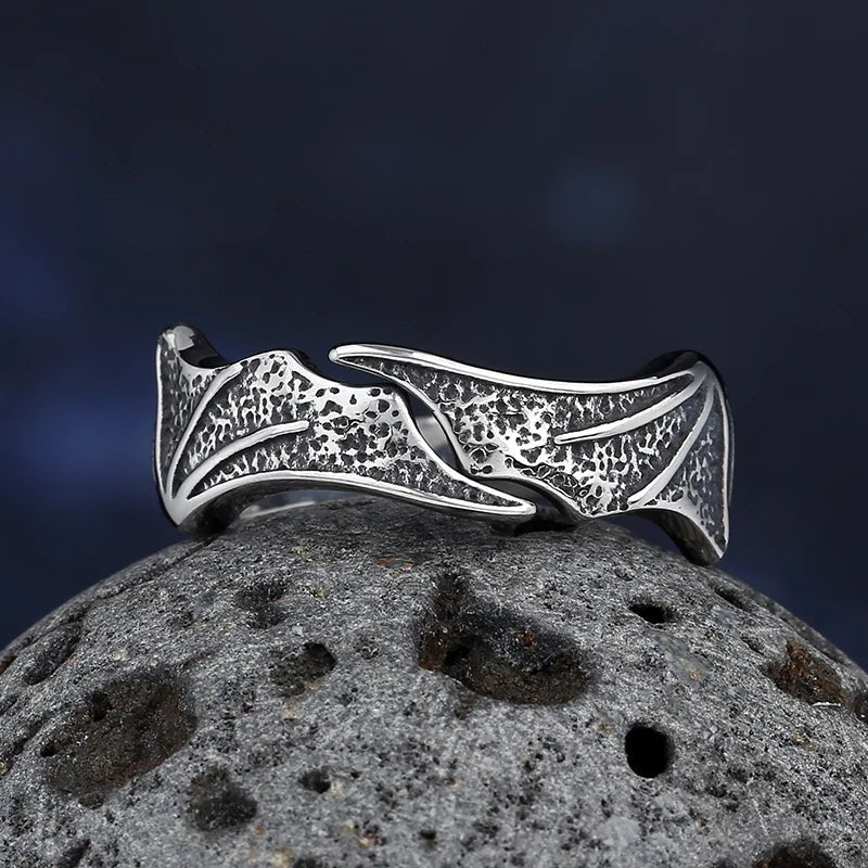 Wings Of Dracul Ring - Chrome Cult