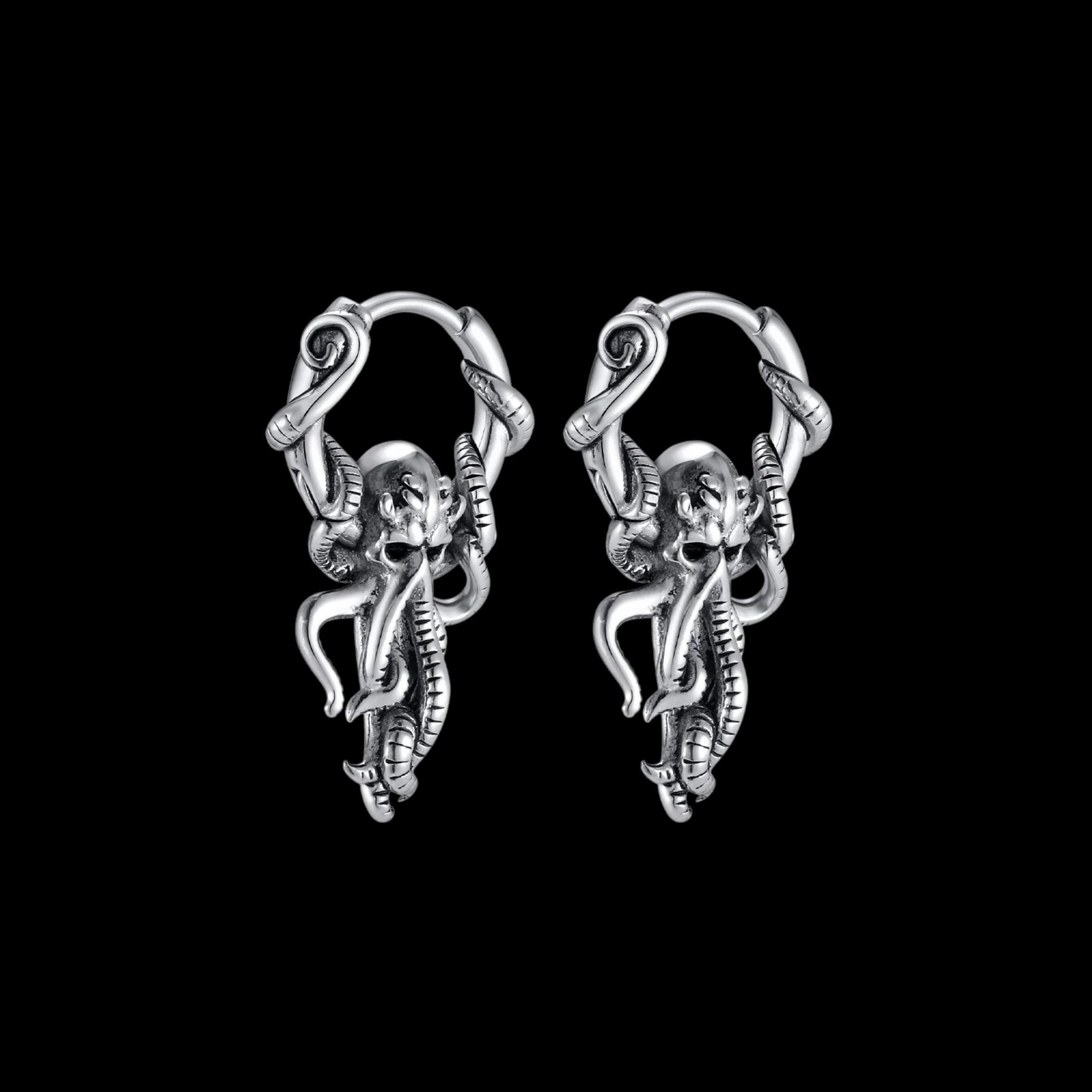 Kraken Skull Hoop Earrings
