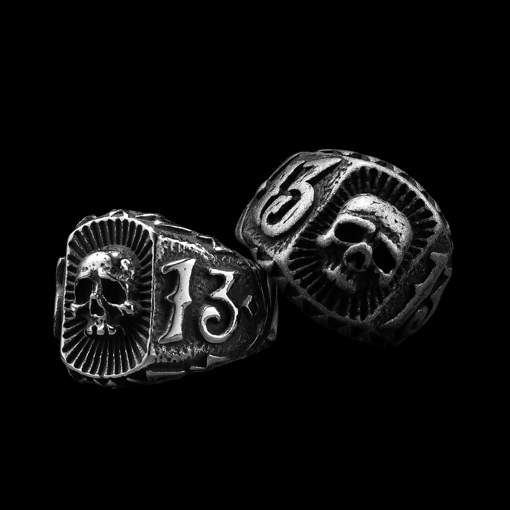 Unlucky 13 Skull Signet Ring