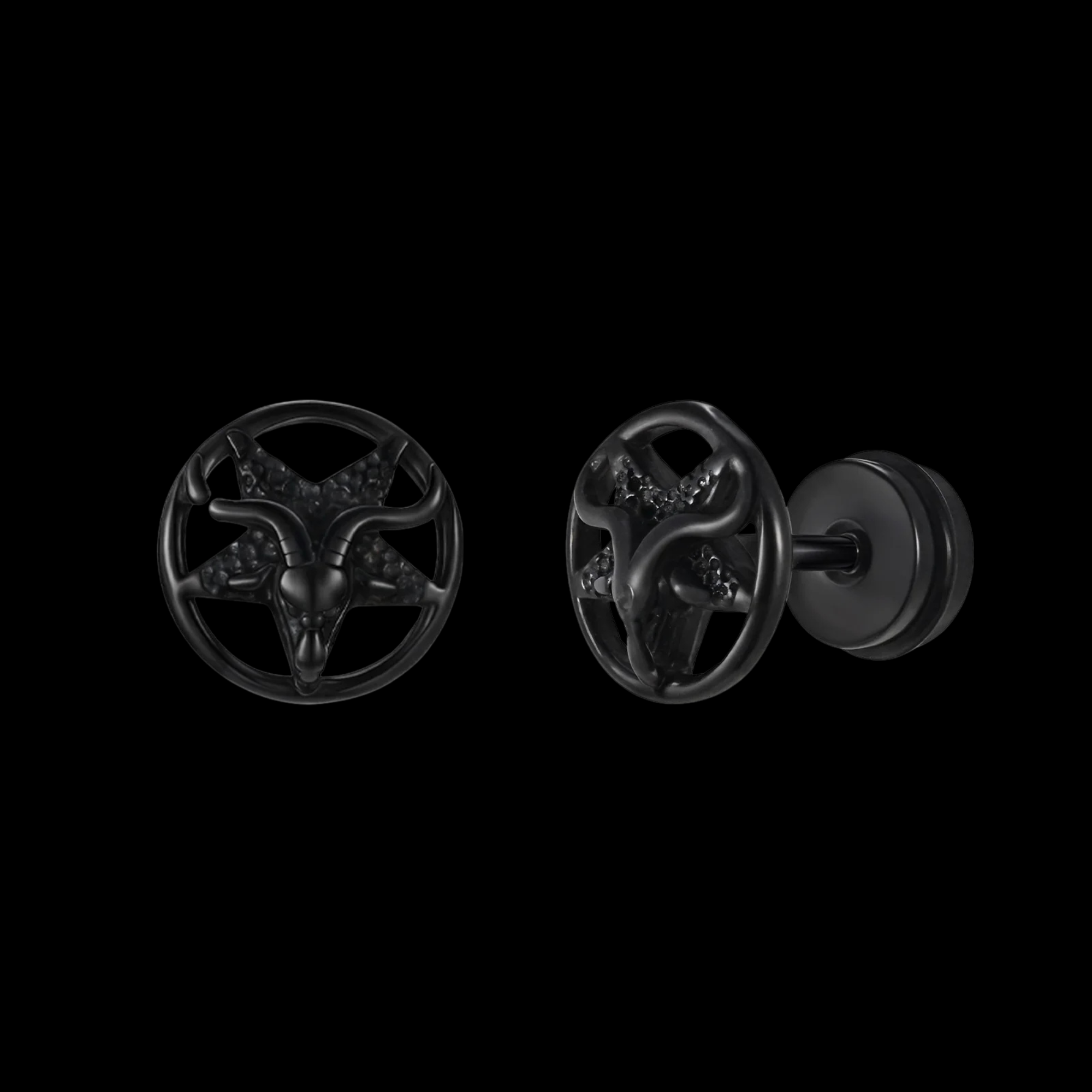 Baphomet Pentagram Stud Earrings