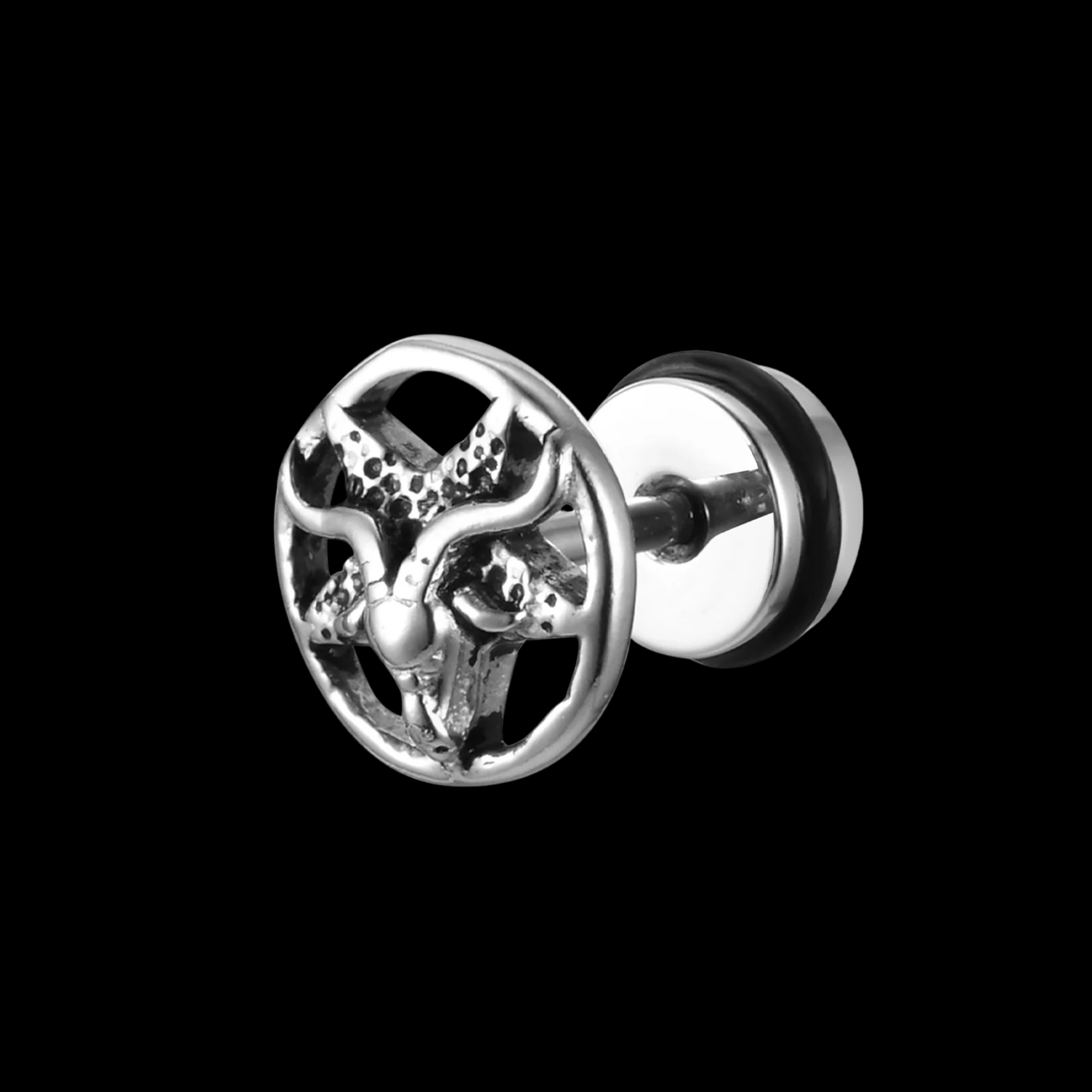 Baphomet Pentagram Stud Earrings