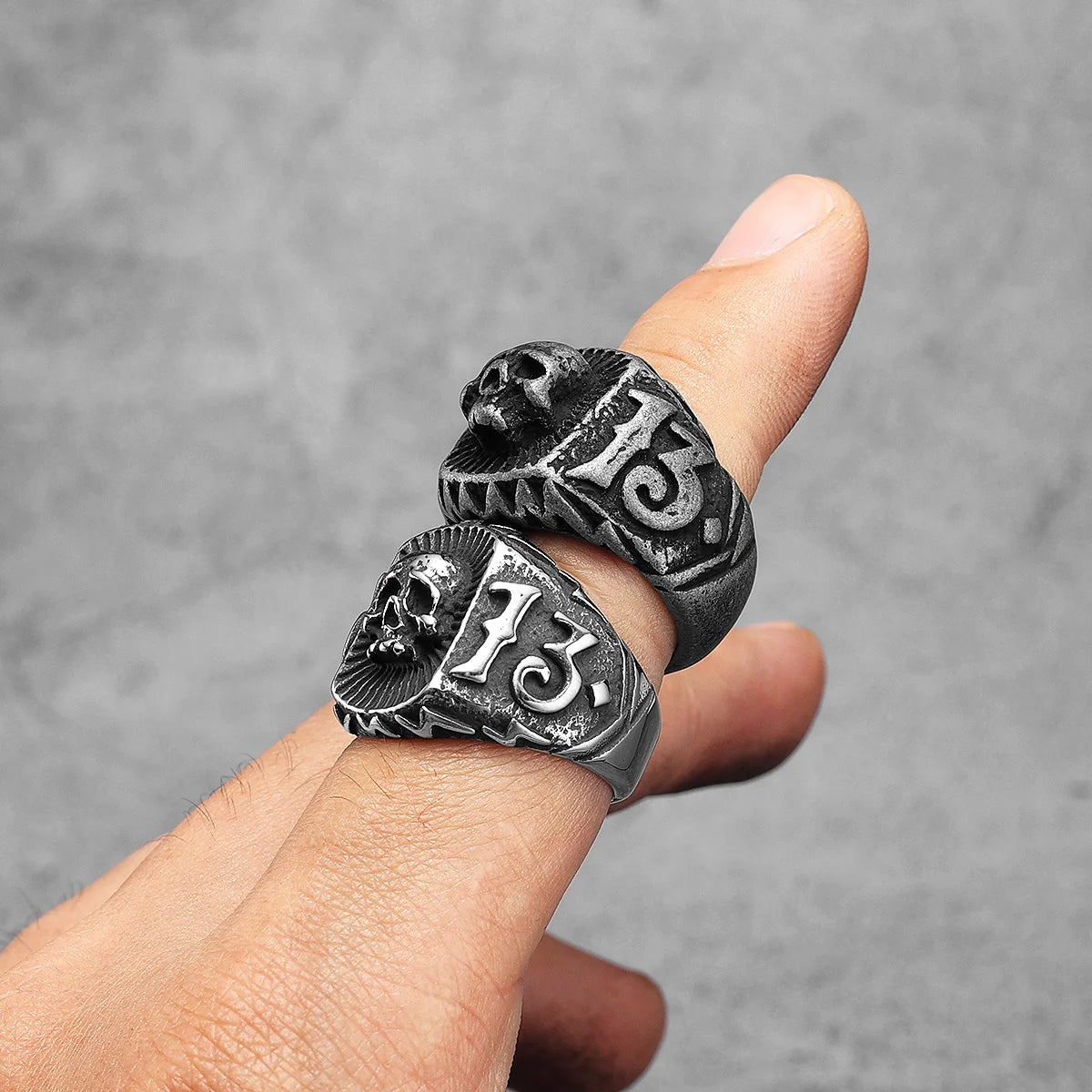 Unlucky 13 Skull Signet Ring