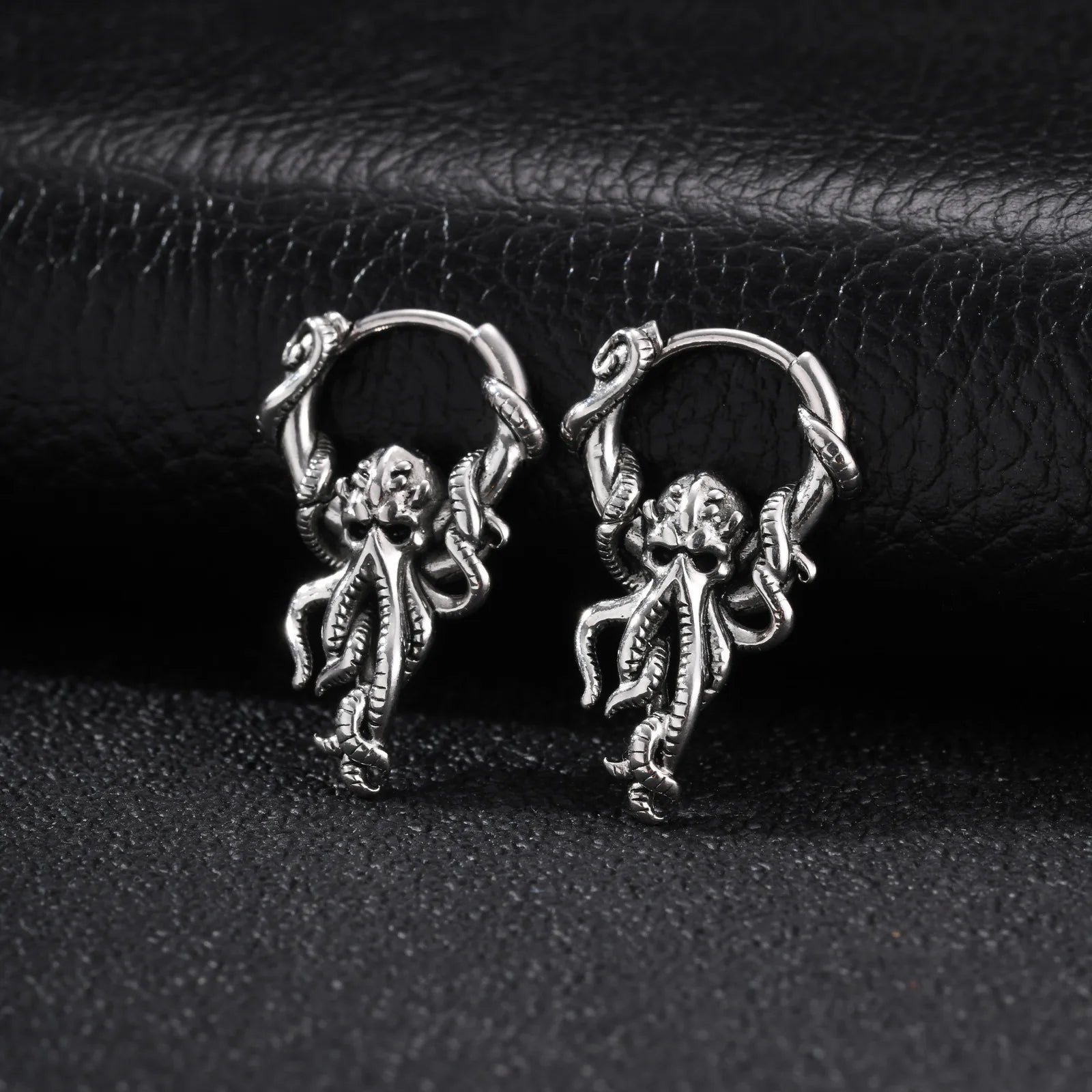 Kraken Skull Hoop Earrings