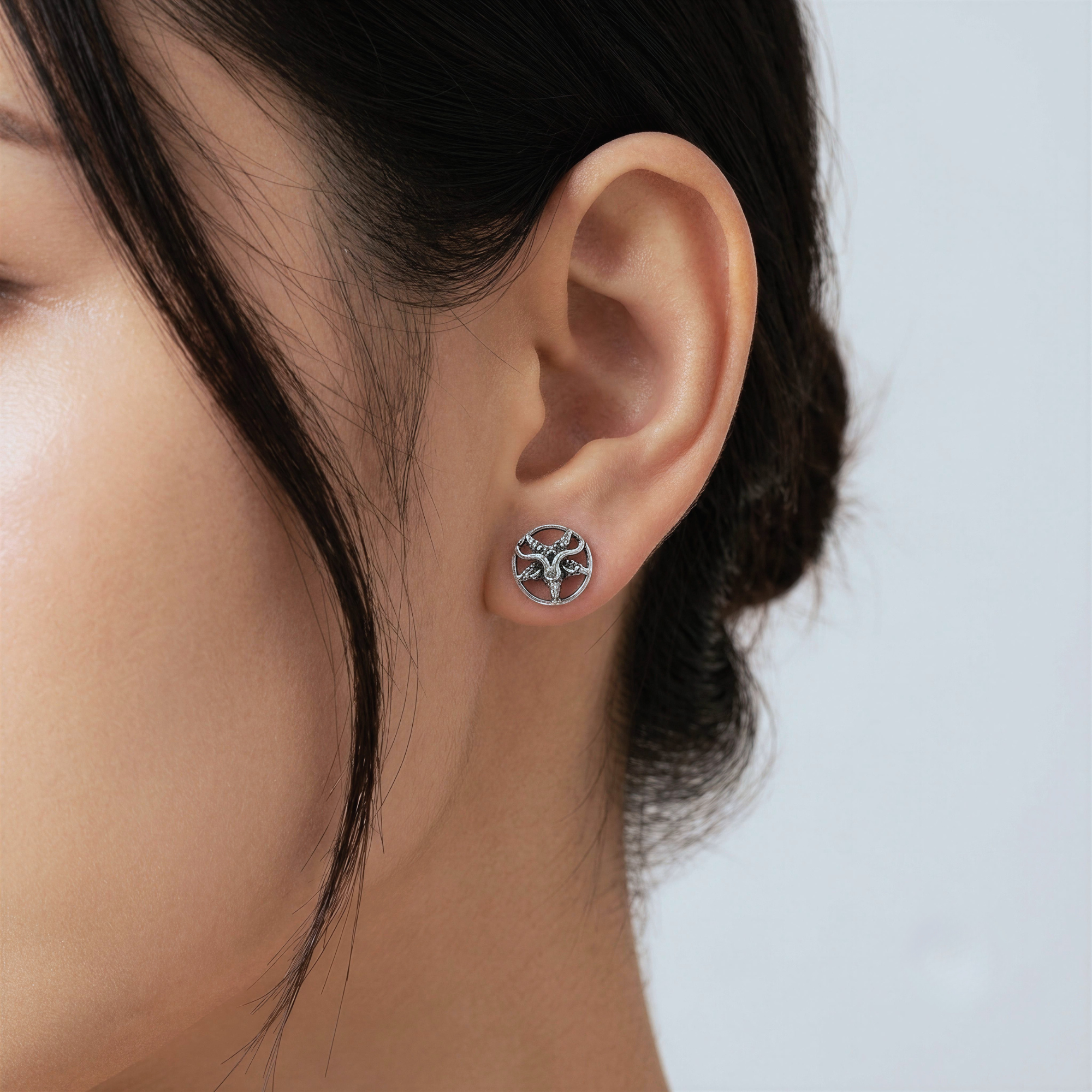 Baphomet Pentagram Stud Earrings