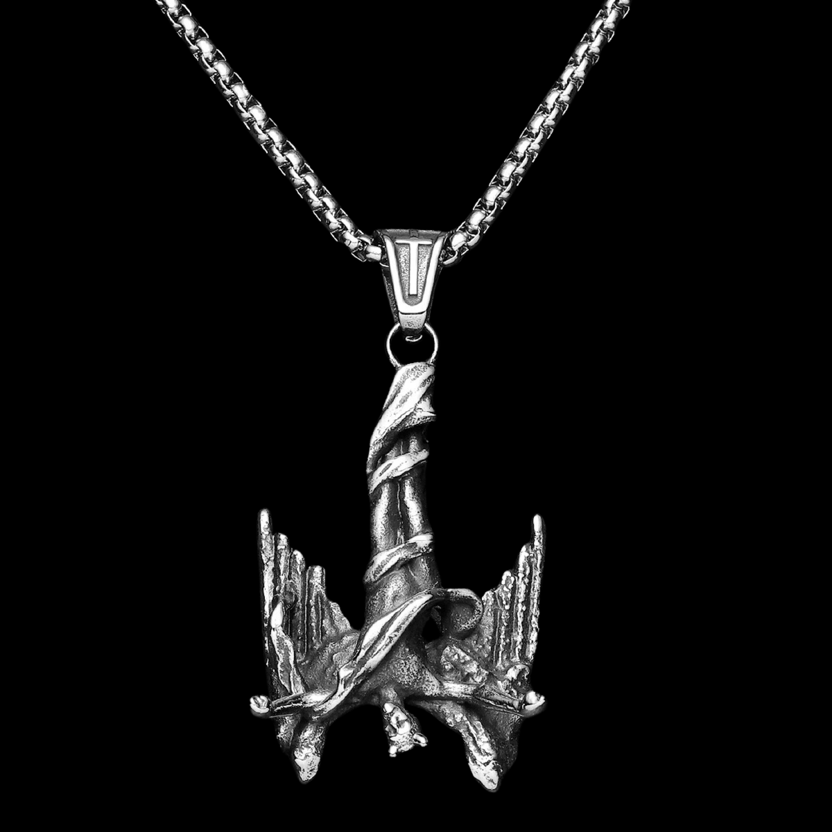 Fallen Angel Rhinestone Fallen Angel Pendant | Stainless Steel Gothic Jewelry | Chrome Cult
