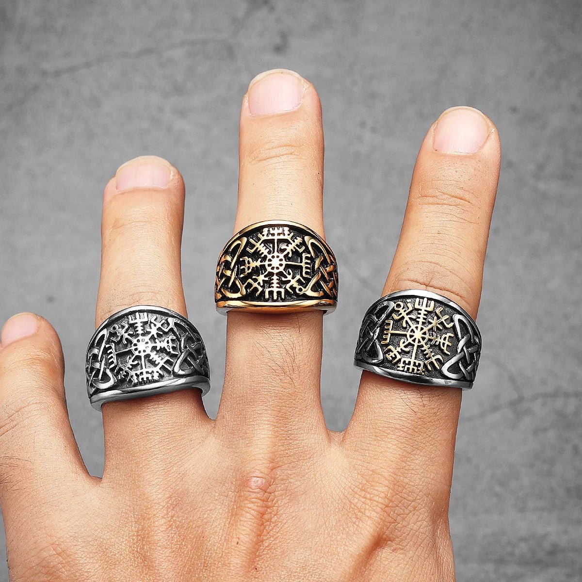 Aegir’s Compass Rune Ring – 316L Stainless Steel Gothic Jewelry by Chrome Cult