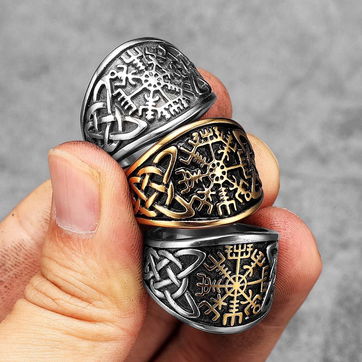 Aegir’s Compass Rune Ring – 316L Stainless Steel Gothic Jewelry by Chrome Cult